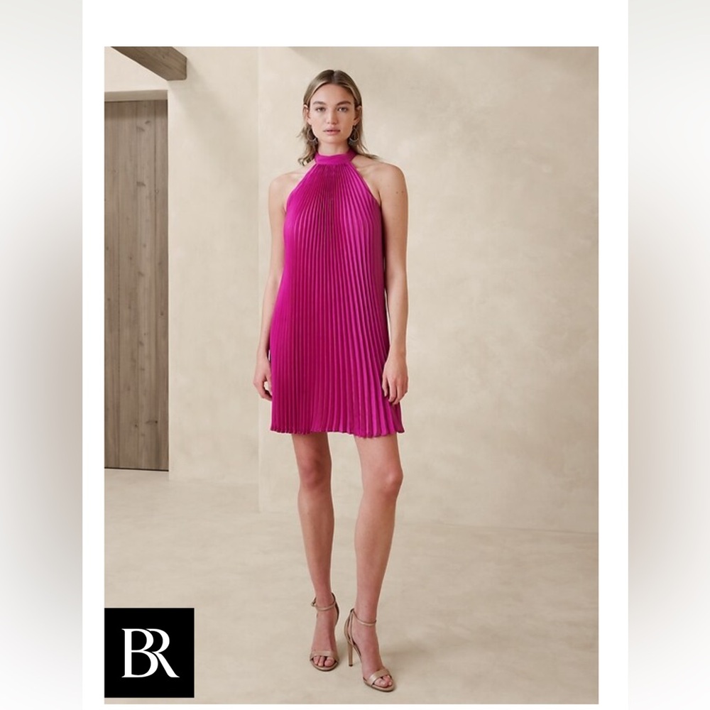 NWT Banana Republic Halter Pleated Mini Dress size 18
